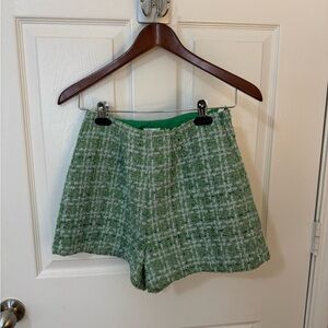 ANNA SUI tweed plaid mini shorts